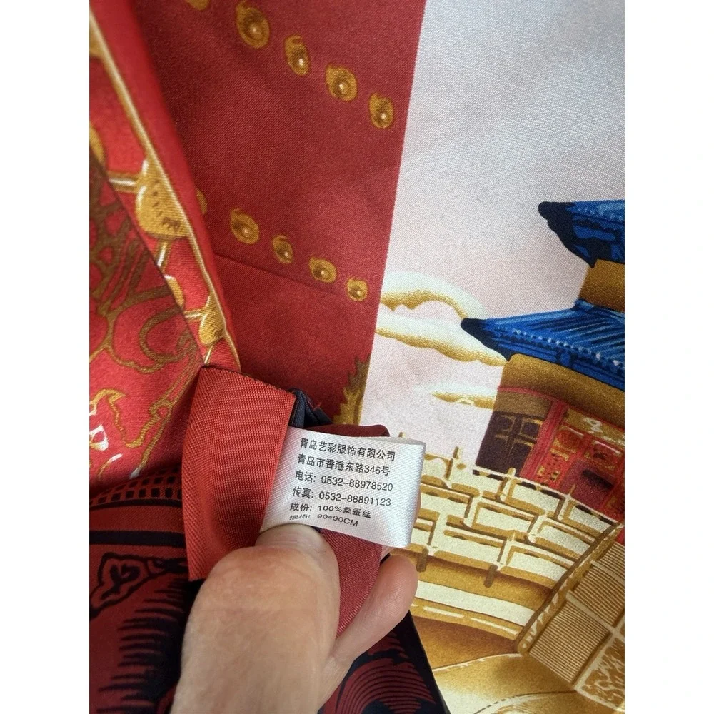 100% Silk Scarf Women Chinese Square Bandana Wrap Career Old Monay Office